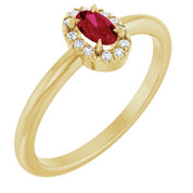 14K Yellow Lab-Grown Ruby & .05 CTW Natural Diamond French-Set Halo-Style Ring