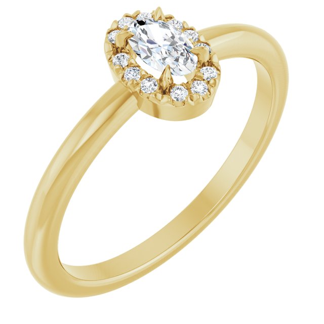 14K Yellow Natural White Sapphire & .05 CTW Natural Diamond French-Set Halo-Style Ring