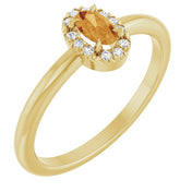 14K Yellow Natural Citrine & .05 CTW Natural Diamond French-Set Halo-Style Ring