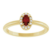14K Yellow Natural Mozambique Garnet & .05 CTW Natural Diamond French-Set Halo-Style Ring