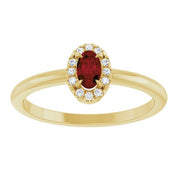 14K Yellow Natural Mozambique Garnet & .05 CTW Natural Diamond French-Set Halo-Style Ring