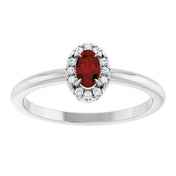 Sterling Silver Natural Mozambique Garnet & .05 CTW Natural Diamond French-Set Halo-Style Ring