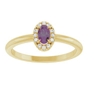 14K Yellow Lab-Grown Alexandrite & .05 CTW Natural Diamond French-Set Halo-Style Ring