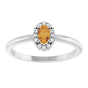 Platinum Natural Citrine & .05 CTW Natural Diamond French-Set Halo-Style Ring