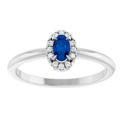 14K White Lab-Grown Blue Sapphire & .05 CTW Natural Diamond French-Set Halo-Style Ring
