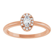 14K Rose Natural White Sapphire & .05 CTW Natural Diamond French-Set Halo-Style Ring
