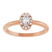 14K Rose Natural White Sapphire & .05 CTW Natural Diamond French-Set Halo-Style Ring