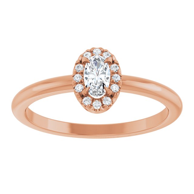 14K Rose Natural White Sapphire & .05 CTW Natural Diamond French-Set Halo-Style Ring