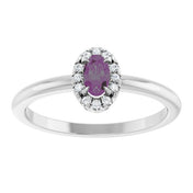 Platinum Lab-Grown Alexandrite & .05 CTW Natural Diamond French-Set Halo-Style Ring