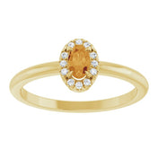 14K Yellow Natural Citrine & .05 CTW Natural Diamond French-Set Halo-Style Ring