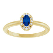 14K Yellow Natural Blue Sapphire & .05 CTW Natural Diamond French-Set Halo-Style Ring