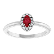 Platinum Lab-Grown Ruby & .05 CTW Natural Diamond French-Set Halo-Style Ring