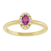 14K Yellow Natural Pink Tourmaline & .05 CTW Natural Diamond French-Set Halo-Style Ring