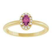 14K Yellow Natural Pink Tourmaline & .05 CTW Natural Diamond French-Set Halo-Style Ring