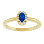 14K Yellow Lab-Grown Blue Sapphire & .05 CTW Natural Diamond French-Set Halo-Style Ring