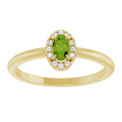 14K Yellow Natural Peridot & .05 CTW Natural Diamond French-Set Halo-Style Ring