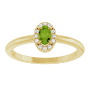 14K Yellow Natural Peridot & .05 CTW Natural Diamond French-Set Halo-Style Ring