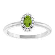 Platinum Natural Peridot & .05 CTW Natural Diamond French-Set Halo-Style Ring