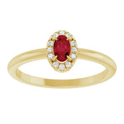 14K Yellow Lab-Grown Ruby & .05 CTW Natural Diamond French-Set Halo-Style Ring