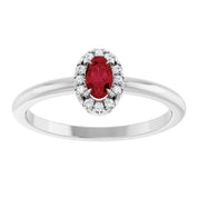 Sterling Silver Natural Ruby & .05 CTW Natural Diamond French-Set Halo-Style Ring