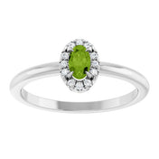 Sterling Silver Natural Peridot & .05 CTW Natural Diamond French-Set Halo-Style Ring