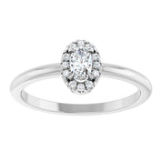 Sterling Silver Natural White Sapphire & .05 CTW Natural Diamond French-Set Halo-Style Ring