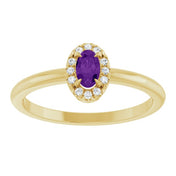 14K Yellow Natural Amethyst & .05 CTW Natural Diamond French-Set Halo-Style Ring