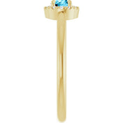 14K Yellow Natural Aquamarine & .05 CTW Natural Diamond French-Set Halo-Style Ring