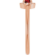 14K Rose Natural Mozambique Garnet & .05 CTW Natural Diamond French-Set Halo-Style Ring