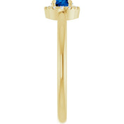 14K Yellow Natural Blue Sapphire & .08 CTW Natural Diamond French-Set Halo-Style Ring