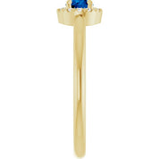 14K Yellow Natural Blue Sapphire & .08 CTW Natural Diamond French-Set Halo-Style Ring