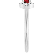 Sterling Silver Natural Mozambique Garnet & .05 CTW Natural Diamond French-Set Halo-Style Ring