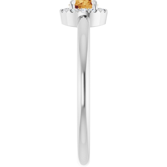 Platinum Natural Citrine & .05 CTW Natural Diamond French-Set Halo-Style Ring