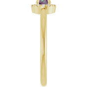 14K Yellow Lab-Grown Alexandrite & .05 CTW Natural Diamond French-Set Halo-Style Ring