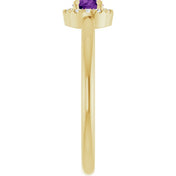 14K Yellow Natural Amethyst & .05 CTW Natural Diamond French-Set Halo-Style Ring