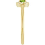 14K Yellow Natural Peridot & .05 CTW Natural Diamond French-Set Halo-Style Ring