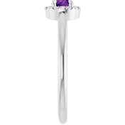 Sterling Silver Natural Amethyst & .05 CTW Natural Diamond French-Set Halo-Style Ring