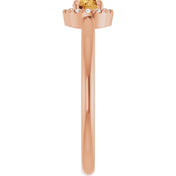 14K Rose Natural Citrine & .05 CTW Natural Diamond French-Set Halo-Style Ring