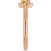 14K Rose Natural Citrine & .05 CTW Natural Diamond French-Set Halo-Style Ring