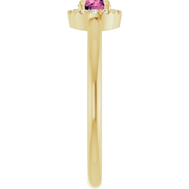 14K Yellow Natural Pink Tourmaline & .05 CTW Natural Diamond French-Set Halo-Style Ring