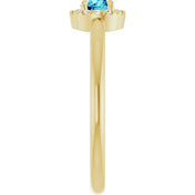 14K Yellow Natural Blue Zircon & .05 CTW Natural Diamond French-Set Halo-Style Ring