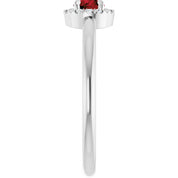 14K White Natural Mozambique Garnet & .05 CTW Natural Diamond French-Set Halo-Style Ring