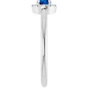 Platinum Natural Blue Sapphire & .08 CTW Natural Diamond French-Set Halo-Style Ring