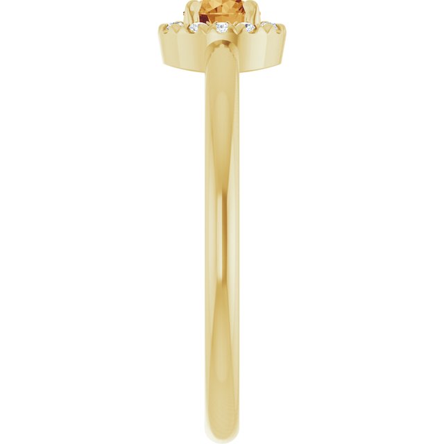 14K Yellow Natural Citrine & .05 CTW Natural Diamond French-Set Halo-Style Ring
