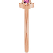 14K Rose Natural Pink Tourmaline & .05 CTW Natural Diamond French-Set Halo-Style Ring