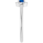 14K White Natural Blue Sapphire & .08 CTW Natural Diamond French-Set Halo-Style Ring