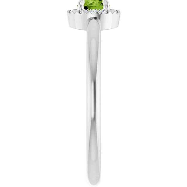 Sterling Silver Natural Peridot & .05 CTW Natural Diamond French-Set Halo-Style Ring