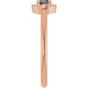 14K Rose Lab-Grown Alexandrite & .05 CTW Natural Diamond French-Set Halo-Style Ring
