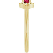 14K Yellow Natural Ruby & .05 CTW Natural Diamond French-Set Halo-Style Ring
