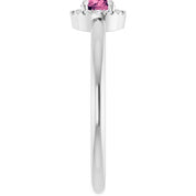 Sterling Silver Natural Pink Tourmaline & .05 CTW Natural Diamond French-Set Halo-Style Ring